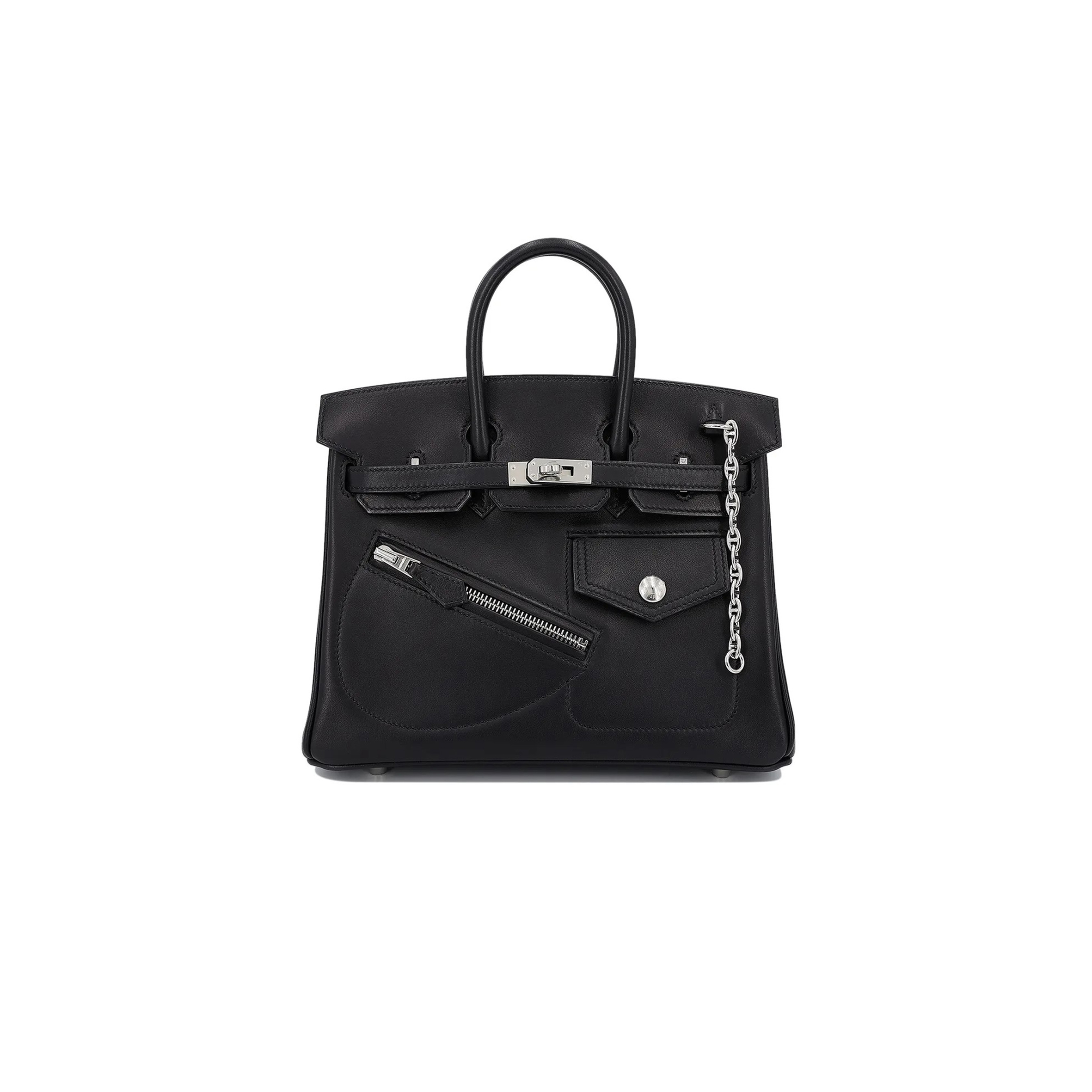 HERMES MASTER BIRKIN 25 ROCK BLACK SILVER HARDWARE 10074565 (25*20*13cm)